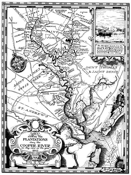 1842 Map Showing Plantations along the Cooper River